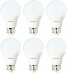 AmazonBasics - Bombillas LED regulables (A19 y A21) (renovadas), 75 W, Paquete de 6, Daylight