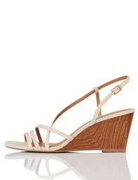 find. Women's #_OLIVIA-1A-2 Ankle Strap Heels, Beige Beige Linen, 6.5 us