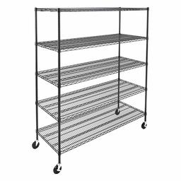 AmazonCommercial Heavy-Duty 5-Tier Steel Wire Shelving with Optional Wheels, NSF Certified, 60