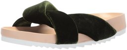 Amazon Brand - The Fix Women's Violet Twist Strap Soft Footbed Slide Sandal Flat, Olive Velvet, 9.5 B US