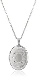 Sterling Silver Oval Hand-Engraved Locket Necklace, 18