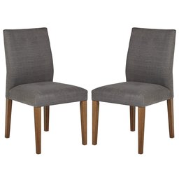 Amazon Brand – Stone & Beam Hughes Casual Upholstered Dining Room Kitchen Chairs, Set of 2, Grey, Wood