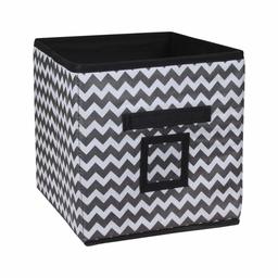 Amazon Brand - Solimo Printed Fabric Storage Box, Small, Set of 3, Black