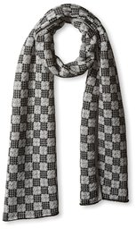 Thirty Five Kent Men's Cashmere Large Houndstooth Scarf, Smog