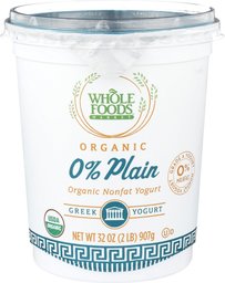 WHOLE FOODS MARKET Organic Plain Nonfat Greek Yogurt, 32 OZ