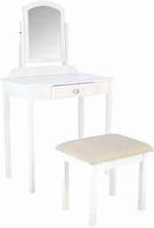 AmazonBasics Classic Compact Vanity Table Set with Stool and Mirror - White