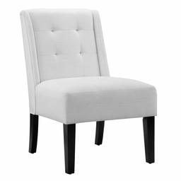 AmazonBasics tufted accent chair with wood legs, White