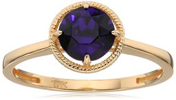 Amazon Collection10k Gold Swarovski Crystal February Birthstone Ring, Size 7