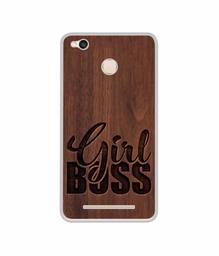 Amazon Brand - Solimo Designer Girl Boss On Wood UV Printed Soft Back Case Mobile Cover for Mi Redmi 3S Prime