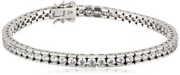 Platinum or Gold-Plated Sterling Silver Swarovski Zirconia Round Tennis Bracelet