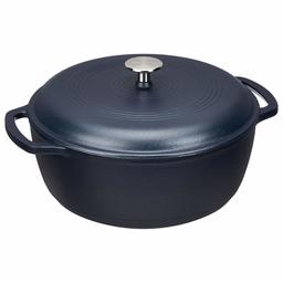 AmazonBasics Enameled Cast Iron Dutch Oven - 7.3-Quart, Matte Navy