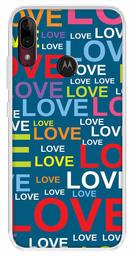 Amazon Brand - Solimo Designer Multicolor Typography Love Teal Pattern Design Printed Soft Back Case Mobile Cover for Motorola Moto E6s / Motorola Moto E6 Plus