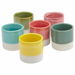 Amazon Brand – Rivet Modern Colorful Stoneware Garden Planter Flower Pot Set - Set of 6, 2.95 Inch, Multicolor