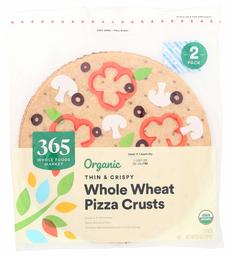 365 by Whole Foods Market, Organic Pizza Crusts, Thin & Crispy - Whole Wheat (2 Pack), 10 Ounce