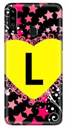 Amazon Brand - Solimo Designer Heart Pattern Alphabet-L 3D Printed Hard Back Case Mobile Cover for Samsung Galaxy A20s