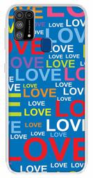 Amazon Brand - Solimo Designer Multicolor Typography Love Blue Pattern Design Printed Soft Back Case Mobile Cover for Samsung Galaxy M31