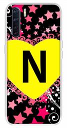 Amazon Brand - Solimo Designer Multicolor Heart Pattern Alphabet-N Printed Soft Back Case Mobile Cover for Oppo F15