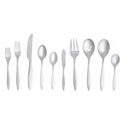 AmazonBasics 45-Piece Stainless Steel Satin Matte Flatware Set, Service for 8