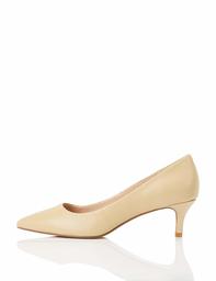 find. Connie Leather Closed Toe Heels, Beige (Nude), 6 UK