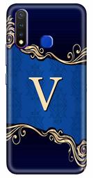 Amazon Brand - Solimo Designer Blue Pattern Alphabet-V 3D Printed Hard Back Case Mobile Cover for Vivo Y19 / Vivo U20