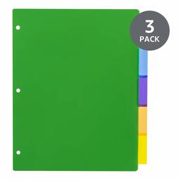 AmazonBasics 5-Tabs plastic tabbladen, 3 sets