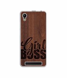 Amazon Brand - Solimo Designer Girl Boss On Wood UV Printed Soft Back Case Mobile Cover for Mobiistar C1 Lite