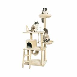 AmazonBasics Multi-Level Cat Tree Condo With Tunnel And Platform - 24 x 60 x 19 Inches, Beige