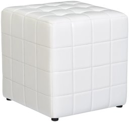 First Hill Altair Square Faux-Leather Ottoman - Moonlight White