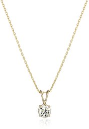 14k Yellow Gold Round-Cut Diamond Solitaire Pendant Necklace (3/4cttw, K-L Color, I1-I2 Clarity), 18