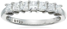 Platinum-Plated Sterling Silver Swarovski Zirconia 1 cttw Princess Ring, Size 6