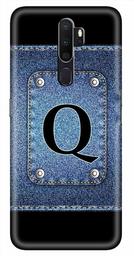 Amazon Brand - Solimo Designer Button Jeans Alphabet-Q 3D Printed Hard Back Case Mobile Cover for Oppo A5 (2020)