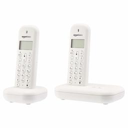 AmazonBasics Téléphone fixe DECT avec répondeur, lot de deux, Blanc