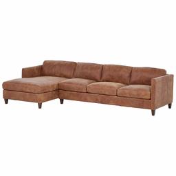 Amazon Brand – Stone & Beam Andover Leather Left-Facing Sofa-Chaise Sectional, 126