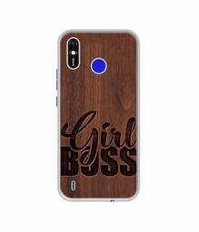 Amazon Brand - Solimo Designer Girl Boss On Wood UV Printed Soft Back Case Mobile Cover for Techno Spark Go Plus