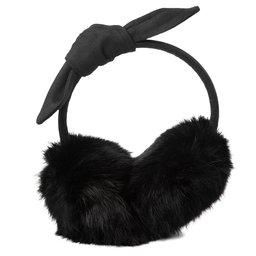 Jeff & Aimy Women & Men Furry Earmuffs Winter Outdoor Ear Muffs Bow Warmers Black