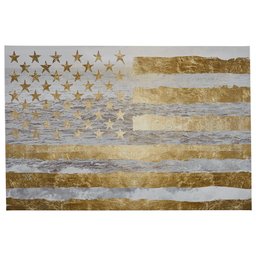 Amazon Brand – Rivet Gold American Flag by The Sea on Canvas Wall Art, 45