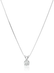 14k White Gold 5mm Round Cubic Zirconia Solitaire Pendant Necklace (0.50 carat, Diamond Equivalent), 18