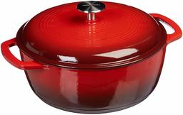 AmazonBasics Enameled Cast Iron Dutch Oven - 6-Quart, Red (Renewed)