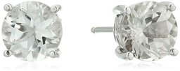 Platinum Plated Sterling Silver White Topaz Stud Earrings made with Swarovski Topaz Gemstones