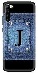 Amazon Brand - Solimo Designer Button Jeans Alphabet-J 3D Printed Hard Back Case Mobile Cover for Xiaomi Redmi Note 8