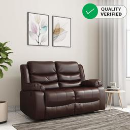 Amazon Brand - Solimo Delphi Two Seater Leatherette Recliner (Brown)