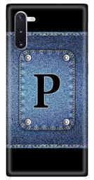 Amazon Brand - Solimo Designer Button Jeans Alphabet-P 3D Printed Hard Back Case Mobile Cover for Samsung Galaxy Note 10