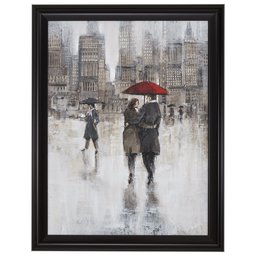 Amazon Brand – Stone & Beam Couple with Red Umbrella Print, Black Frame, 37