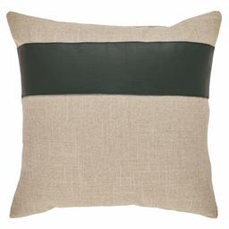 Amazon Brand – Rivet Industrial Throw Pillow - 17 x 17 Inch, Flax/Hunter Green