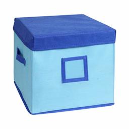 Amazon Brand - Solimo Fabric Storage Box with Lid, Medium, Medical Blue and Royal Blue