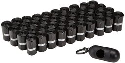 AmazonBasics Standard Dog Waste Bags with Dispenser and Leash Clip - Pack of 600, 13 x 9 Inches, Black