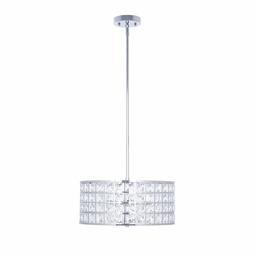 Amazon Brand – Stone & Beam Square Beveled Glass Ceiling Pendant Chandelier Fixture with 3 LED Light Bulbs - 15.75 x 15.75 x 50 Inches, Chrome