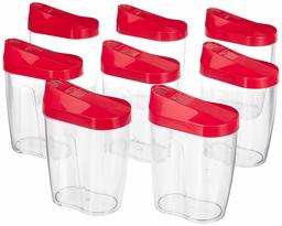 Amazon Brand - Solimo Grocery Jar with Spout, 475 ml, Set of 8, Magenta