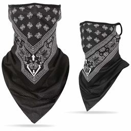 CGTL Face Bandana with Earloop Classic Pattern Breathable Face Cover Summer Lightweight Headwrap Balaclava Scarf UV Protection 1 Pc