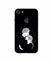 Amazon Brand - Solimo Designer Couples Standing in Rain UV Printed Soft Back Case Mobile Cover for Apple iPhone 7 (Logo Cut)